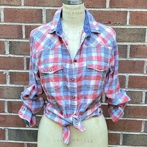 Jachs Girlfriend Plaid Flannel Button Down Western Shirt